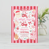 Oh What Fun To Be One Christmas Bow 1st Birthday Kaart (Staand voorkant)