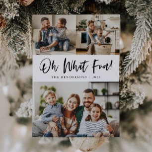 Oh What Fun Typography Script Kerstfoto Feestdagenkaart