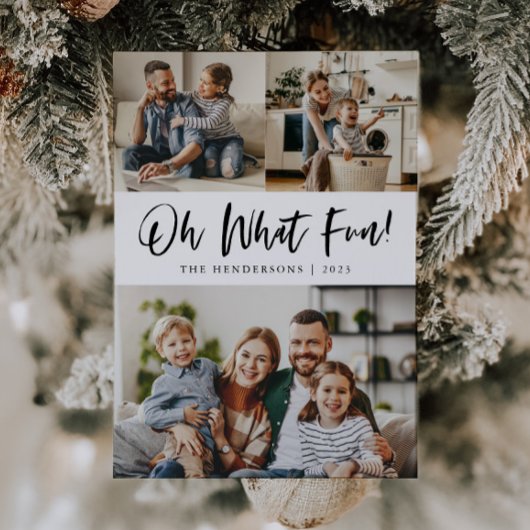 Oh What Fun Typography Script Kerstfoto Feestdagenkaart