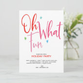 Oh What Fun Whimsical Holiday Party Kaart (Staand voorkant)