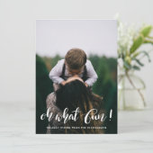 Oh What Fun White Handwrite Holiday Foto Feestdagenkaart (Staand voorkant)