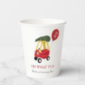Oh What Fun Winter Car 1st Birthday Party Papieren Bekers (Achterkant)
