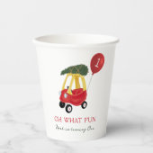 Oh What Fun Winter Car 1st Birthday Party Papieren Bekers (Voorkant)