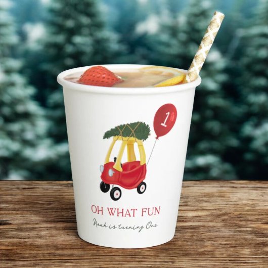 Oh What Fun Winter Car 1st Birthday Party Papieren Bekers