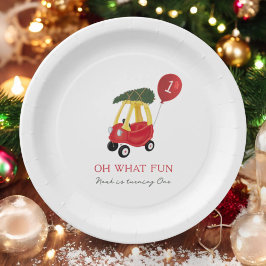 Oh What Fun Winter Car 1st Birthday Party Papieren Bordje