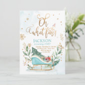 Oh What Fun Winter Sleigh Boy 1st Birthday Kaart (Staand voorkant)