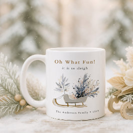 Oh What Fun Winter Sleigh Floral Photo Christmas Koffiemok