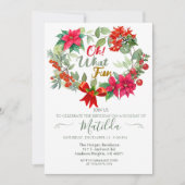 Oh What Fun Wreath Christmas Birthday Party  Invit Kaart (Voorkant)