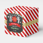 "Oh What Joy, Het is een jongen!" kerstBaby shower Bedankdoosjes (Voorkant Zijde)