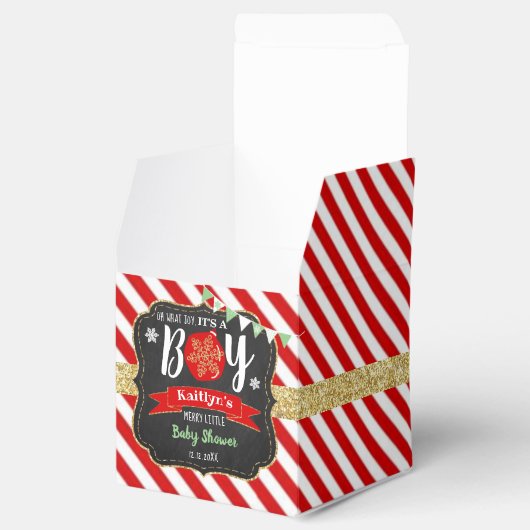 "Oh What Joy, Het is een jongen!" kerstBaby shower Bedankdoosjes (Geopend)