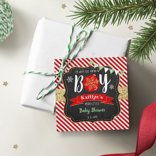 "Oh What Joy, Het is een jongen!" kerstBaby shower Bedankjes Labels
