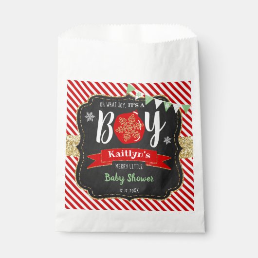 "Oh What Joy, Het is een jongen!" kerstBaby shower Bedankzakje (Voorkant)