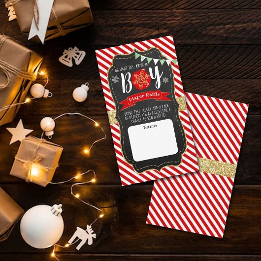 "Oh What Joy, Het is een jongen!" kerstBaby shower Informatiekaartje