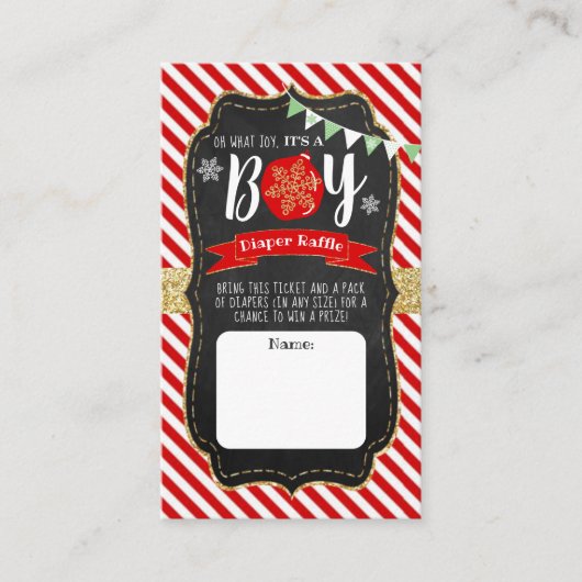 "Oh What Joy, Het is een jongen!" kerstBaby shower Informatiekaartje (Voorkant)