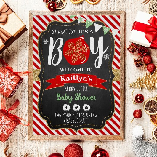 "Oh What Joy, Het is een jongen!" kerstBaby shower Poster
