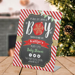 "Oh What Joy, Het is een jongen!" kerstBaby shower Reclamebord Met Voetstuk