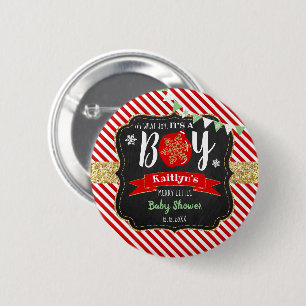 "Oh What Joy, Het is een jongen!" kerstBaby shower Ronde Button 5,7 Cm