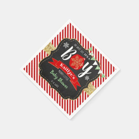 "Oh What Joy, Het is een jongen!" kerstBaby shower Servet (Hoek)