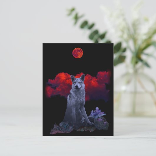 Oh Wolf Moon | Gothic Wolf Briefkaart (Staand voorkant)