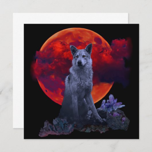 Oh Wolf Moon | Gothic Wolf Kaart (Voorkant / Achterkant)