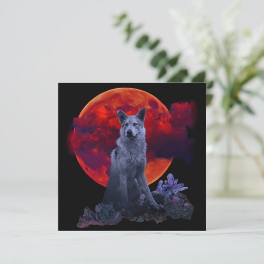 Oh Wolf Moon | Gothic Wolf Kaart (Staand voorkant)
