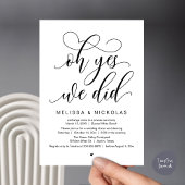 Oh Yes, We Did, Romantic Wedding Elopement Party Kaart