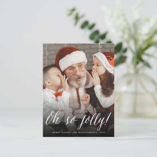 Oh, zo eenvoudig Jolly Simple Script Modern kerstf Feestdagenkaart (Staand voorkant)