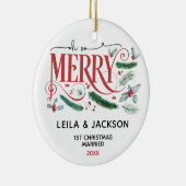 Oh zo Merry Holiday met kerstpaar Keramisch Ornament (Rechts)