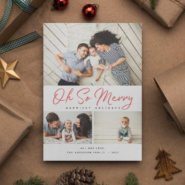 Oh Zo Merry Rode Script Collage 3 Foto Kerstkaart