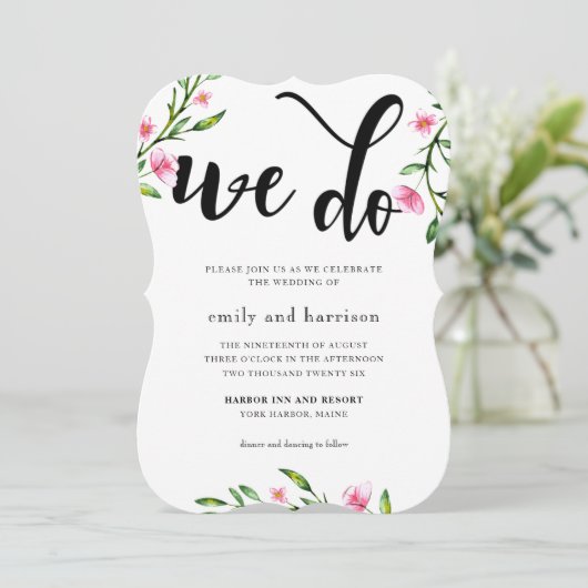 Oh zo mooi typografie bruiloft uitnodiging (Staand voorkant)