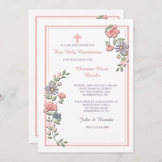 Oh zo roze uitnodiging (Voorkant / Achterkant)