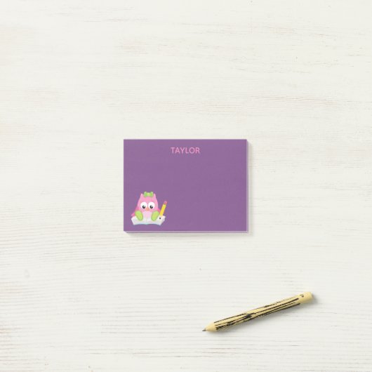Oh zo schattige roze uil post-it® notes (Op bureau)
