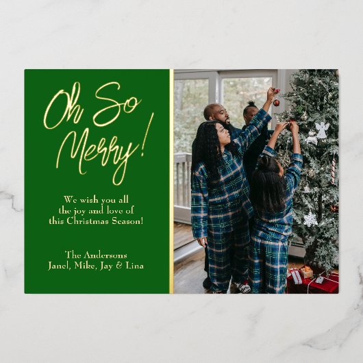 Oh zo Vrolijk Kerstfeest Folie Feestdagenkaart (Voorkant)