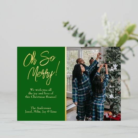 Oh zo Vrolijk Kerstfeest Folie Feestdagenkaart (Staand Voorkant)