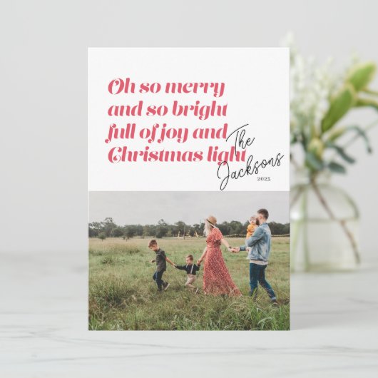 Oh Zo Vrolijk Kerstmis moderne Kaart (Staand voorkant)