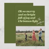 Oh Zo Vrolijk Kerstmis moderne Kaart Groen (Voorkant / Achterkant)