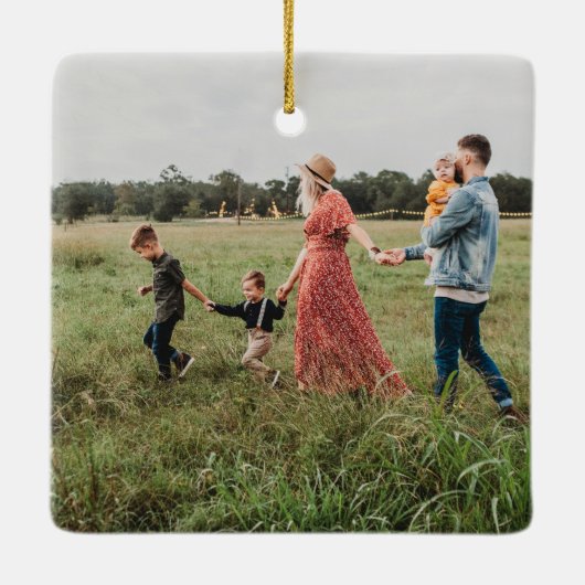 Oh Zo Vrolijk Kerstmis moderne Kaart Groen Keramisch Ornament (Achterkant)