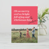 Oh Zo Vrolijk Kerstmis moderne Kaart Koraal (Staand voorkant)