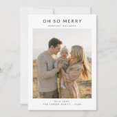 Oh Zo Vrolijke Minimalistische Foto Gezins Kerstka Feestdagenkaart (Voorkant)