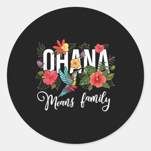 Ohana betekent familie Hawaii Hibiscus Flower 70 s Ronde Sticker (Voorkant)