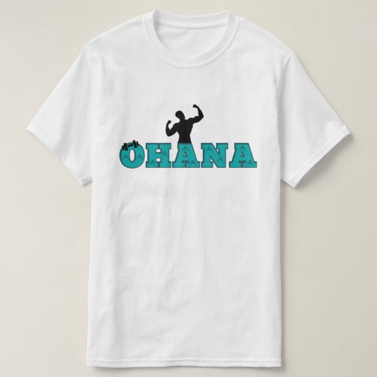 ohana gym project met blauwe tekst & rock t-shirt (Design voorkant)