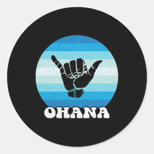 Ohana Hawaï Hoge Aloha Hawaïaanse Eiland Shaka Ret Ronde Sticker