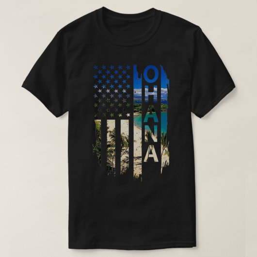 Ohana hawaii Summer Sunset American Flag Patriotic T-shirt (Design voorkant)