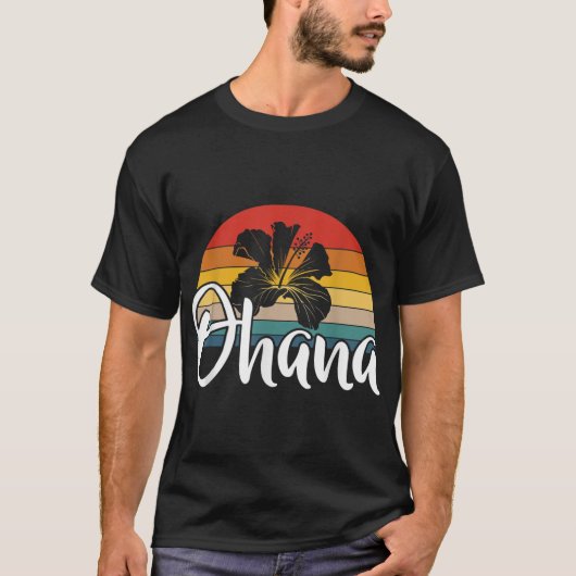 Ohana Hawaiian Hibiscus Flower Retro Hawaii Family T-shirt (Voorkant)