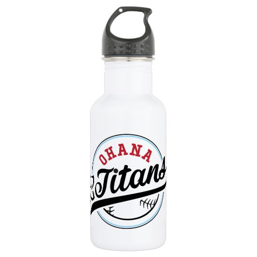 Ohana Titans Custom Water Bottle (18 oz), White Waterfles (Voorkant)