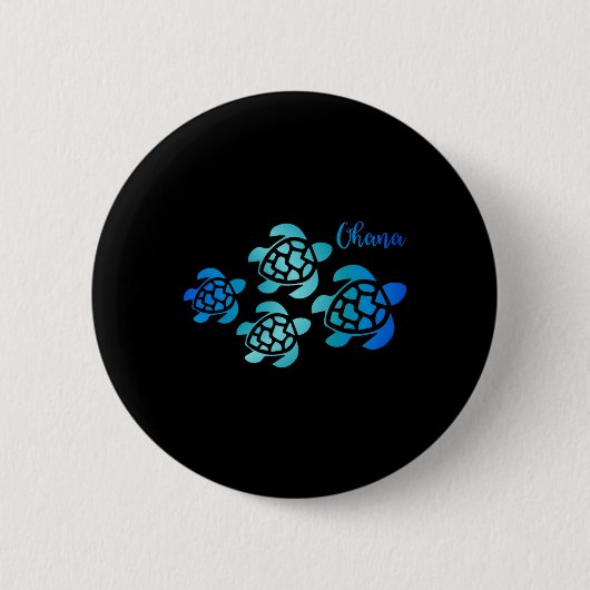 Ohana Zee Schildpad Familie Hawaii Vakantie Tropis Ronde Button 5,7 Cm (Voorkant)