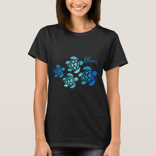 Ohana Zee Schildpad Familie Hawaii Vakantie Tropis T-shirt (Voorkant)