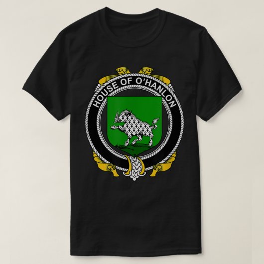 O'Hanlon Coat of Arms Family Crest T-shirt (Design voorkant)