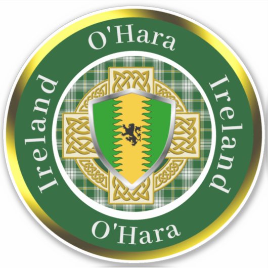 O'Hara Ierse Schild/Celtisch Kruis Persoonlijk Sticker (Voorkant)