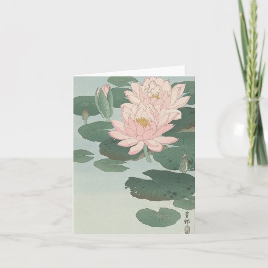 Ohara Kosen Bloeiende Waterlelie - Blank Kaart (Voorkant)